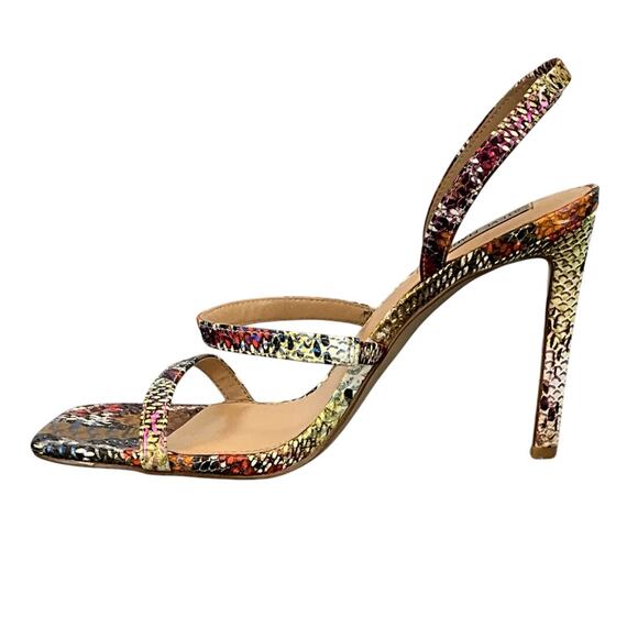 Steve Madden Gracey Rainbow Snake Open Toe Ankle Strappy 3"mHeels Women 10M - Picture 3 of 12